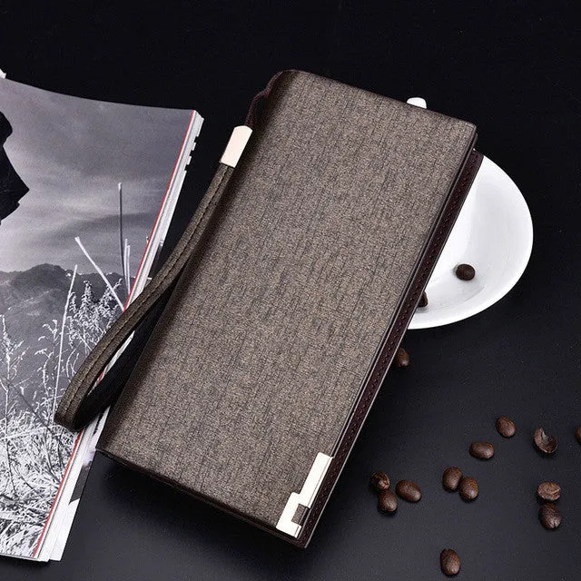 2017 Baellerry Business Men's Wallets Solid PU Leather Long Wallet Portable Cash Purses Casual Standard Wallets Male Clutch Bag