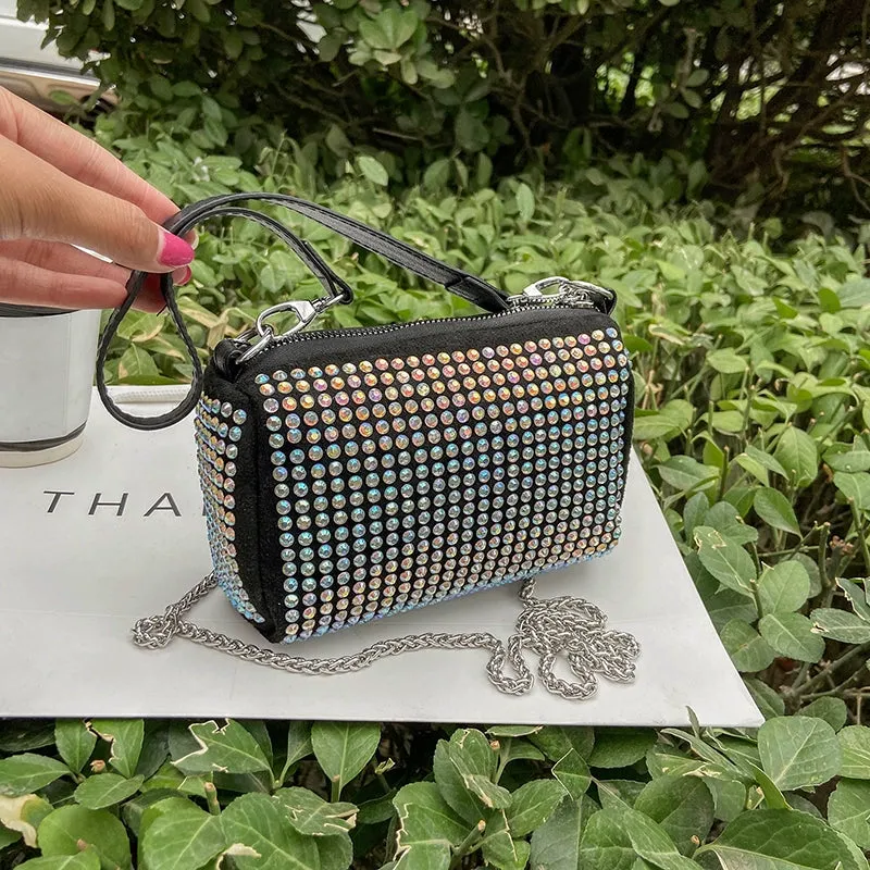 Aw Rhinestone Bag Women's New New Arrival Trendy Full Diamond Crystal Bag Underarm Bag Full Diamond Light Diamond Women's Bag Portable Handbag