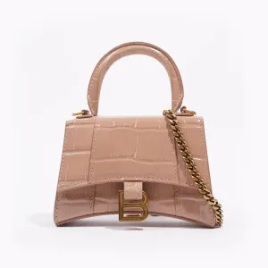 Balenciaga Womens Hourglass Nude Croc Mini