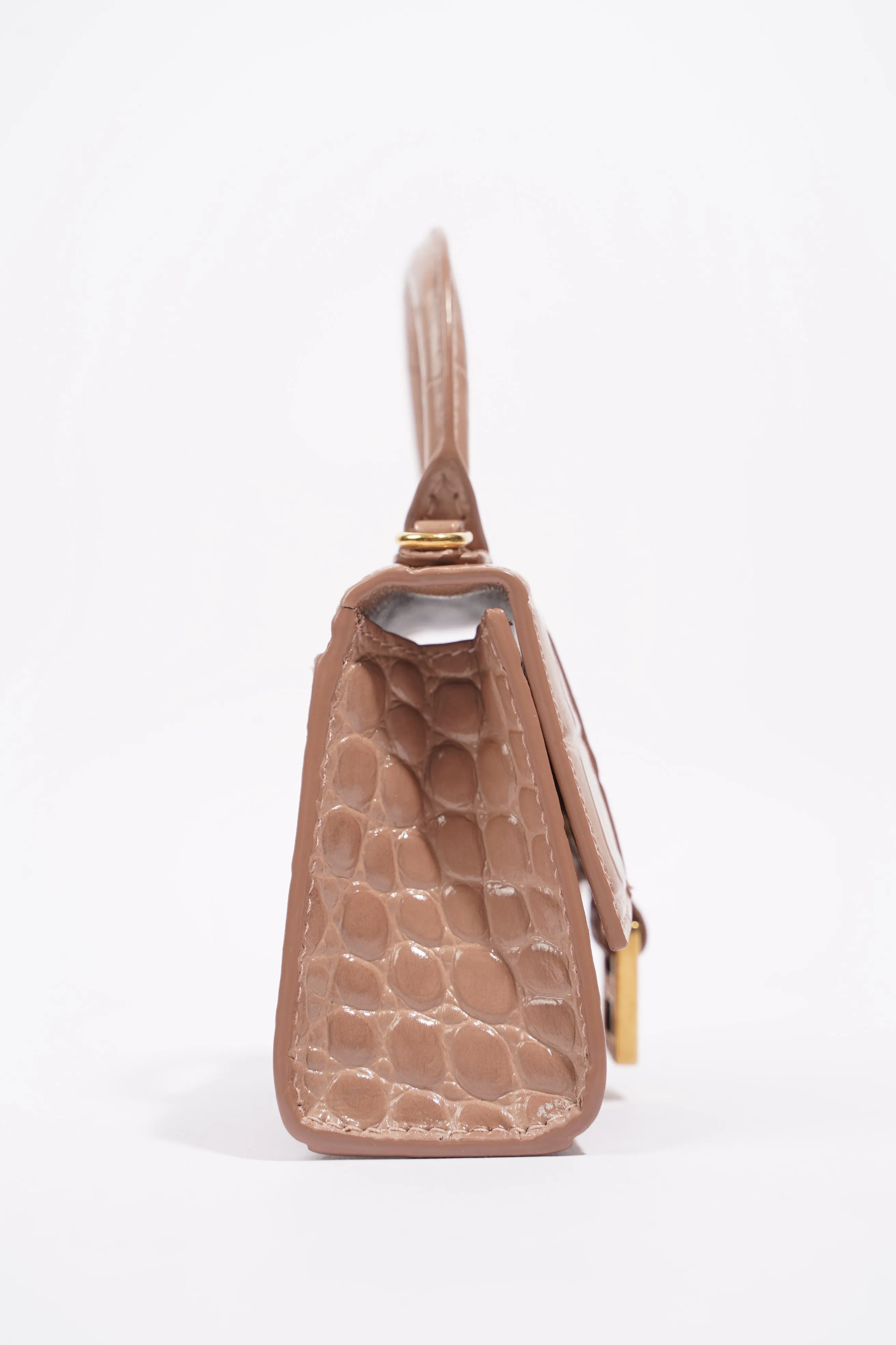 Balenciaga Womens Hourglass Nude Croc Mini