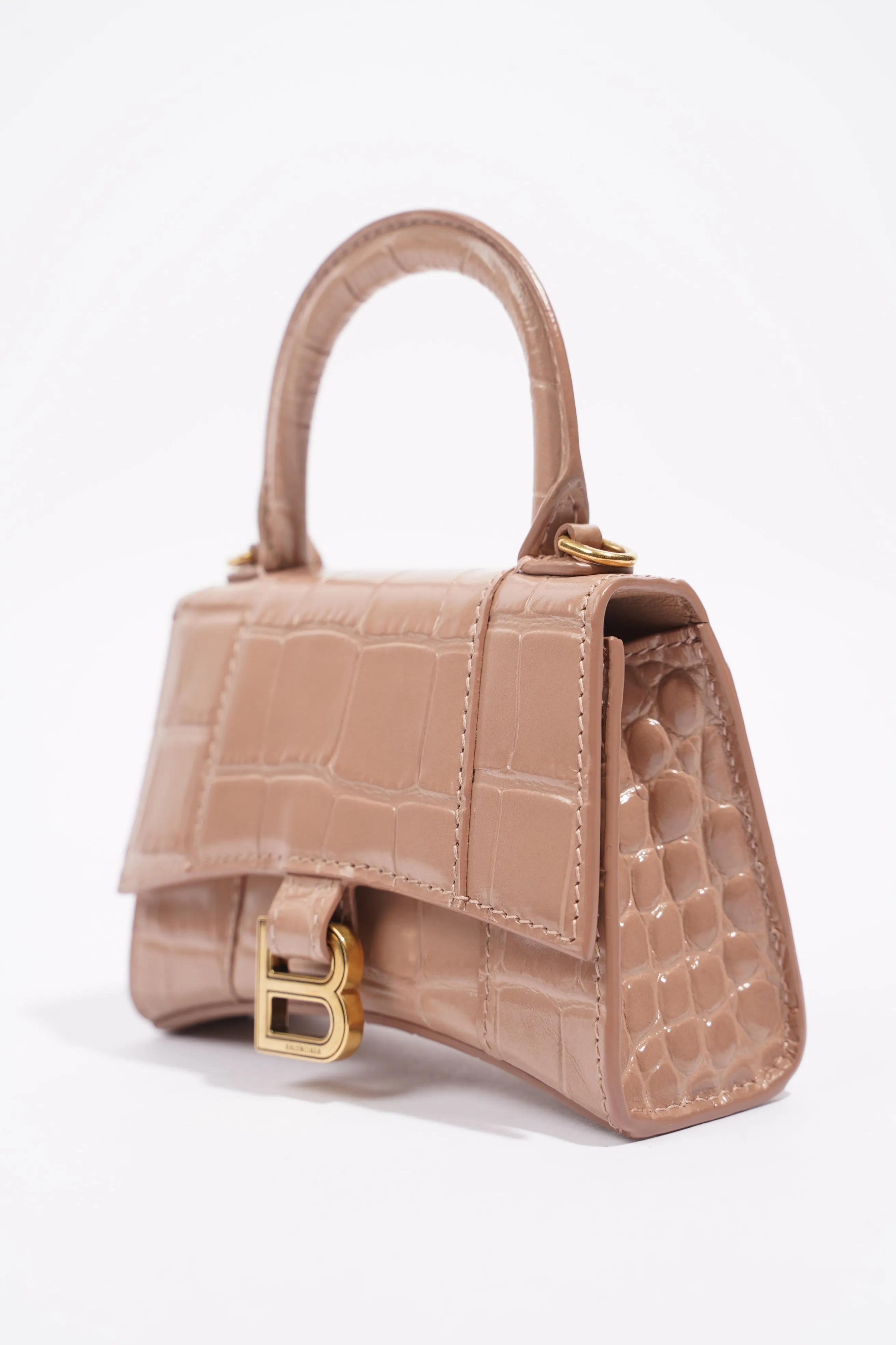 Balenciaga Womens Hourglass Nude Croc Mini