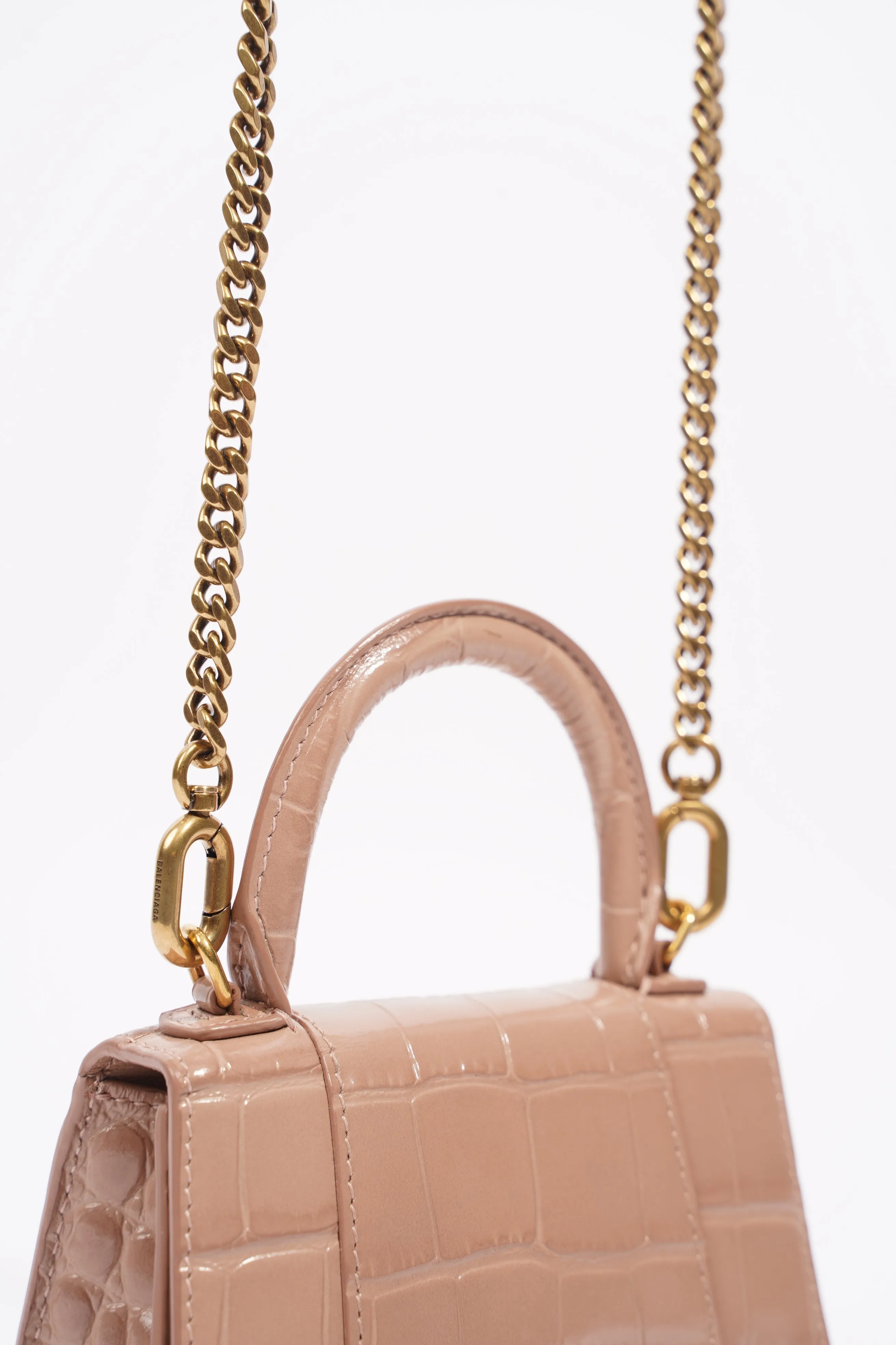 Balenciaga Womens Hourglass Nude Croc Mini