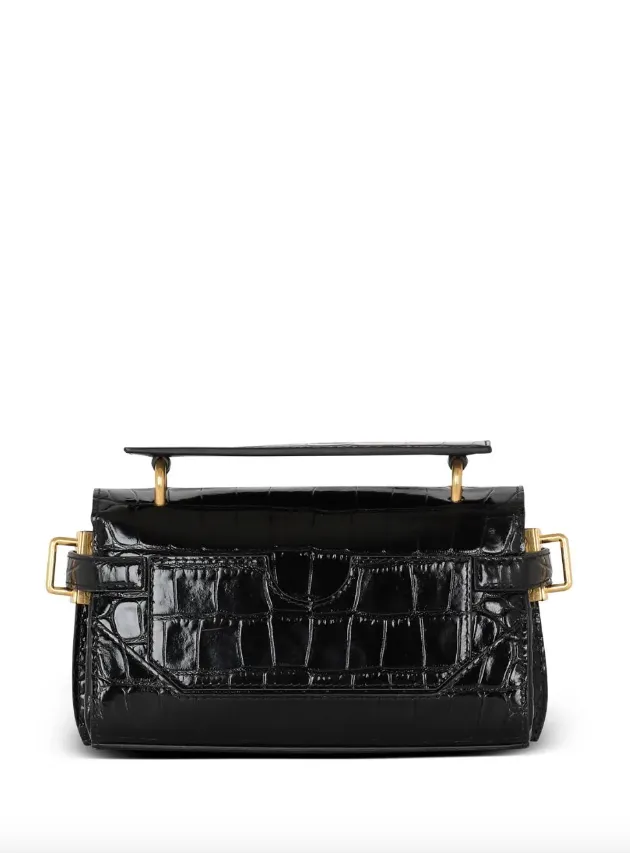 Balmain B-Buzz 19 bag in crocodile-print leather