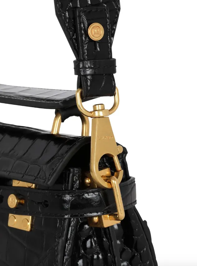 Balmain B-Buzz 19 bag in crocodile-print leather