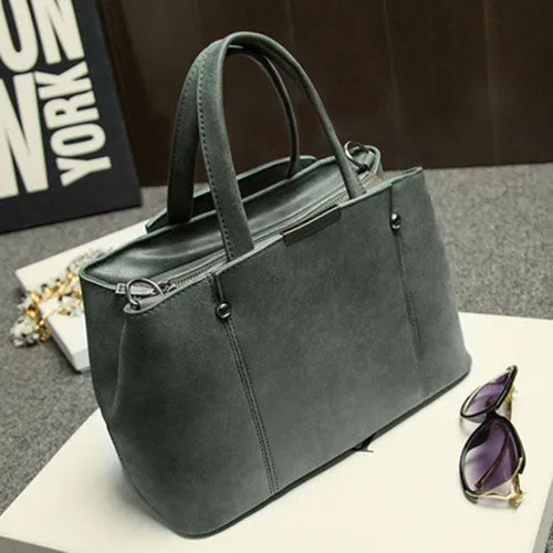 Bolish Hot Sale Nubuck Leather Women Top-Handle Bags Candy Color Women Shoulder Bag Rivet Women Bags