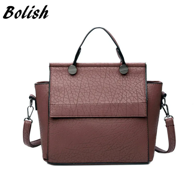 Bolish New Arrival Vintage Trapeze Tote Women Leather Handbags Ladies Party Shoulder Bags Fashion Top-Handle Bags