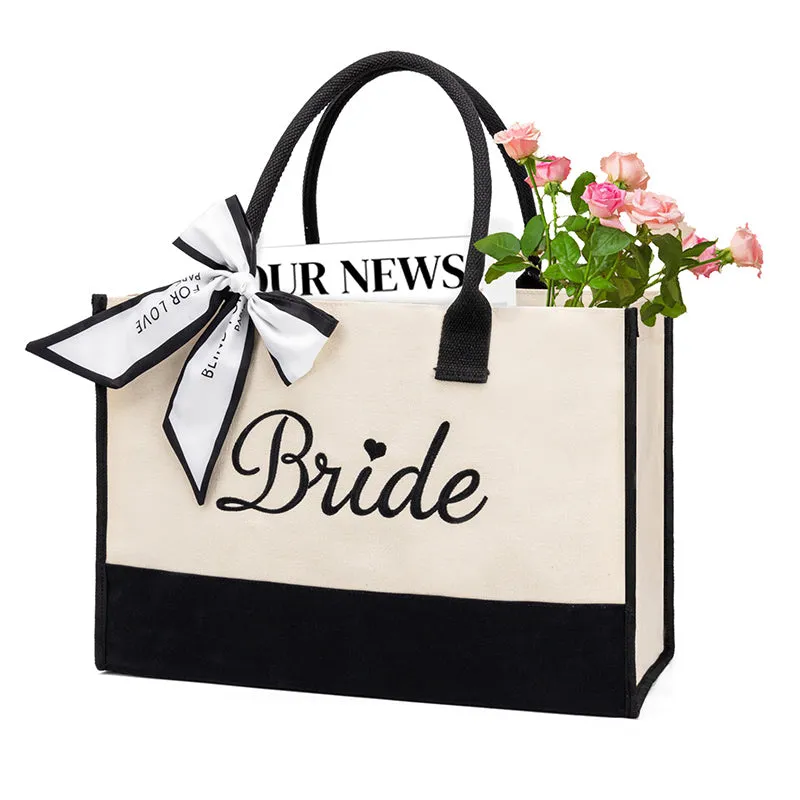 Bride Embroidery Canvas Tote Bag FBD-1