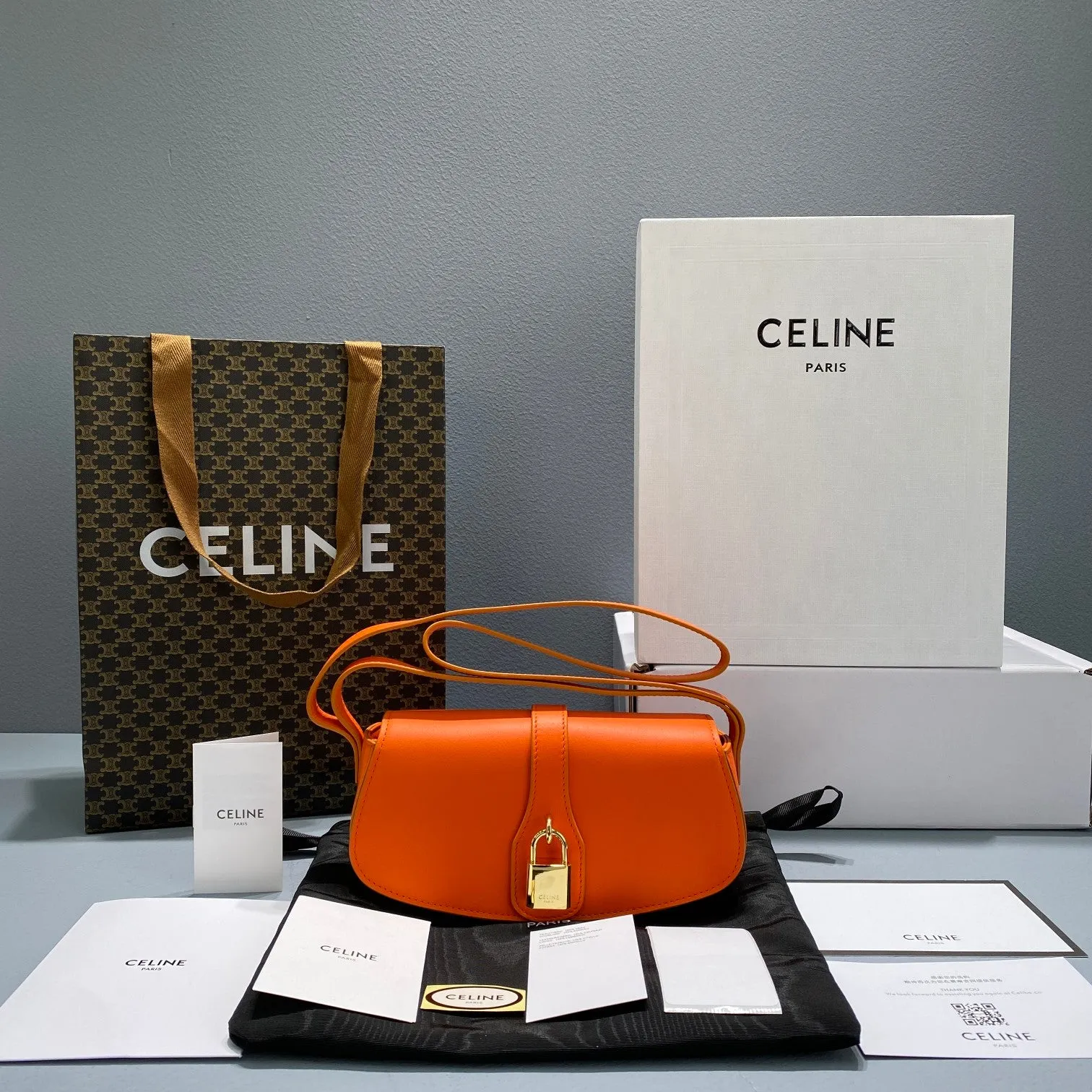 CE Clutch On Strap Orange For Women 7in/18cm