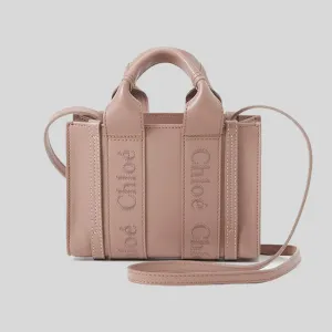 CHLOE Mini Woody Tote Bag In Smooth Calfskin Woodrose CHC23UP237I60