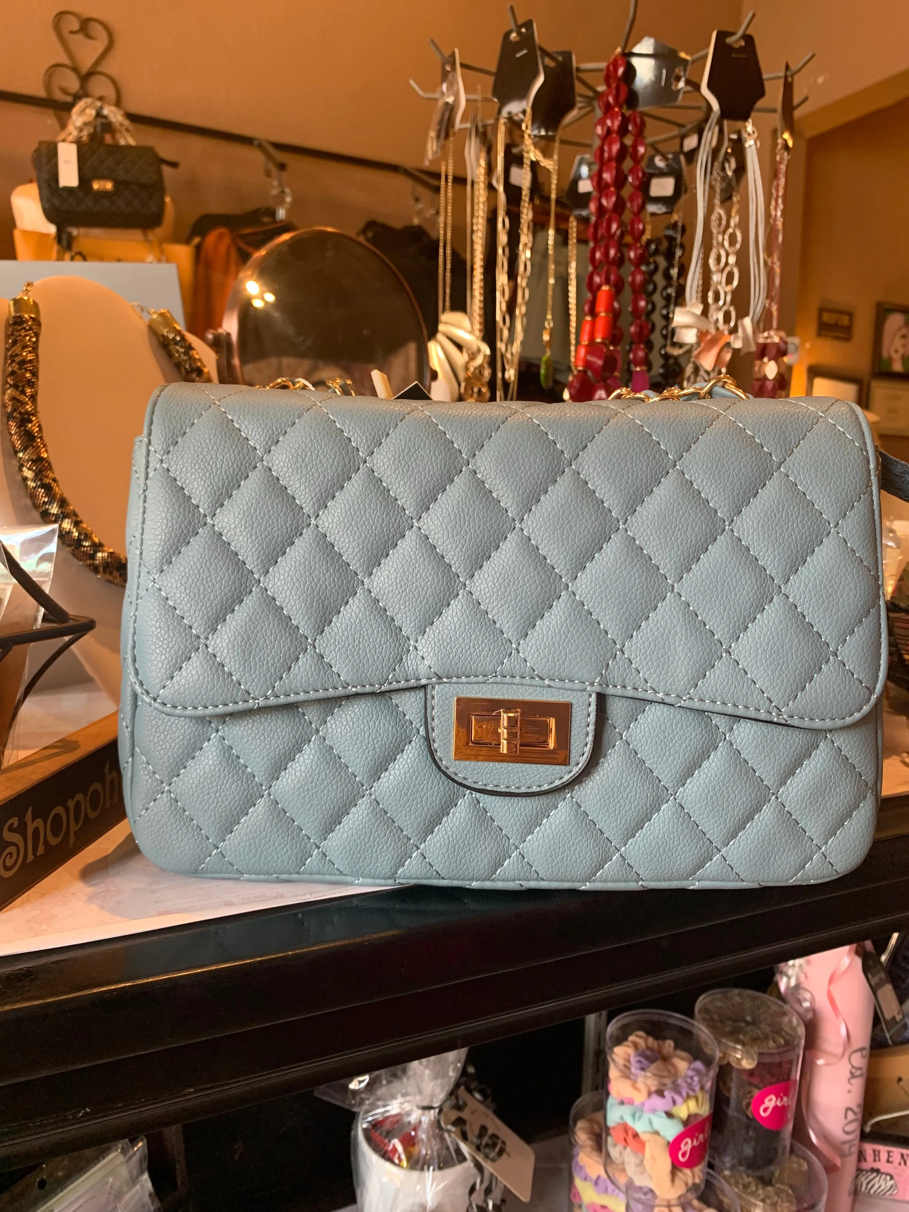 Classic Quilted Vegan Shoulder Handbags