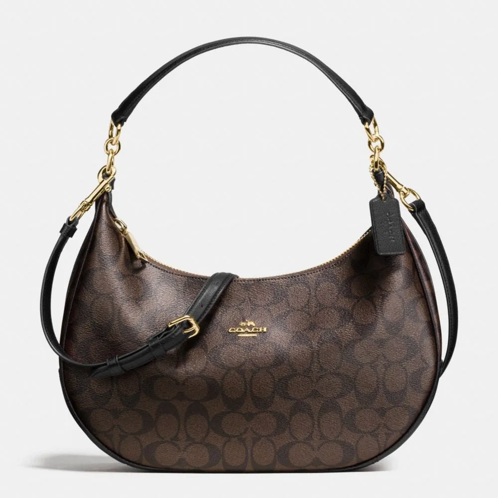 COACH HARLEY EAST/WEST HOBO IN SIGNATURE - GOLD/BROWN/BLACK color