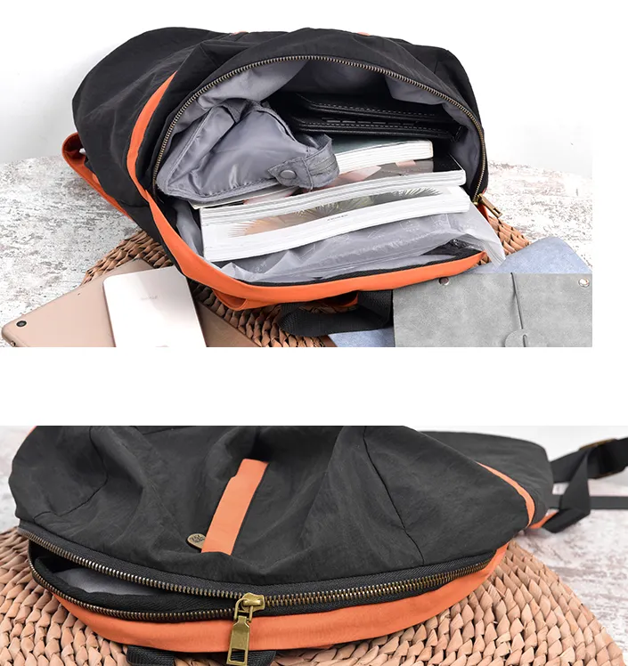 Color Block Cotton Casual Backpack Women Shoulder Bag 6687