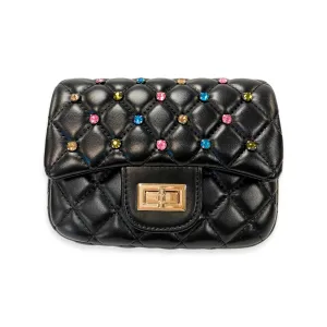 Colorful Gems Quilted Purse Black