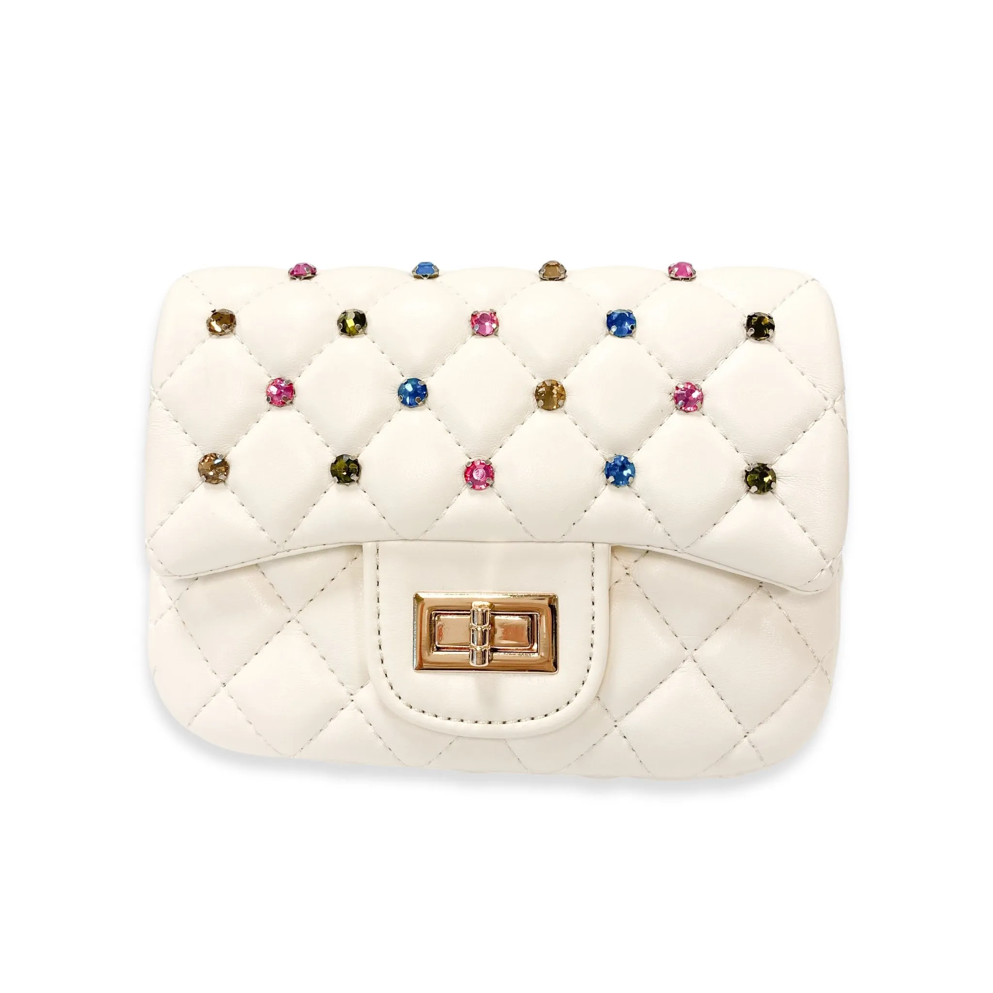 Colorful Gems Quilted Purse Cream