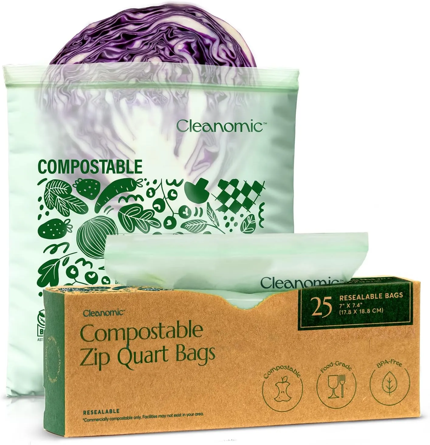 Compostable Food Storage Bag Bundle, Gallon, Quart, Sandwich and Snack Sizes