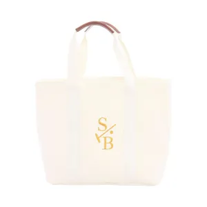 Cotton Canvas White Embroidered Tote