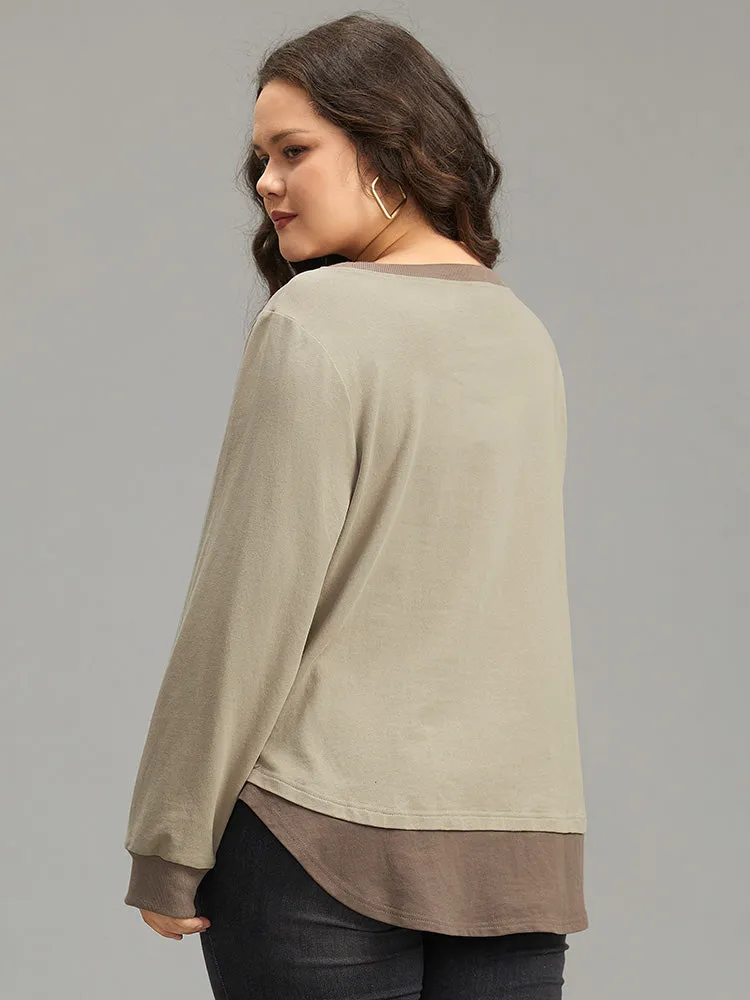 Cotton Two Tone Layered Sweatshirt