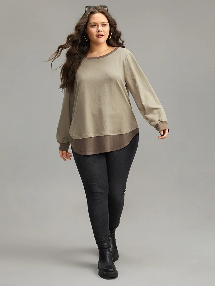 Cotton Two Tone Layered Sweatshirt