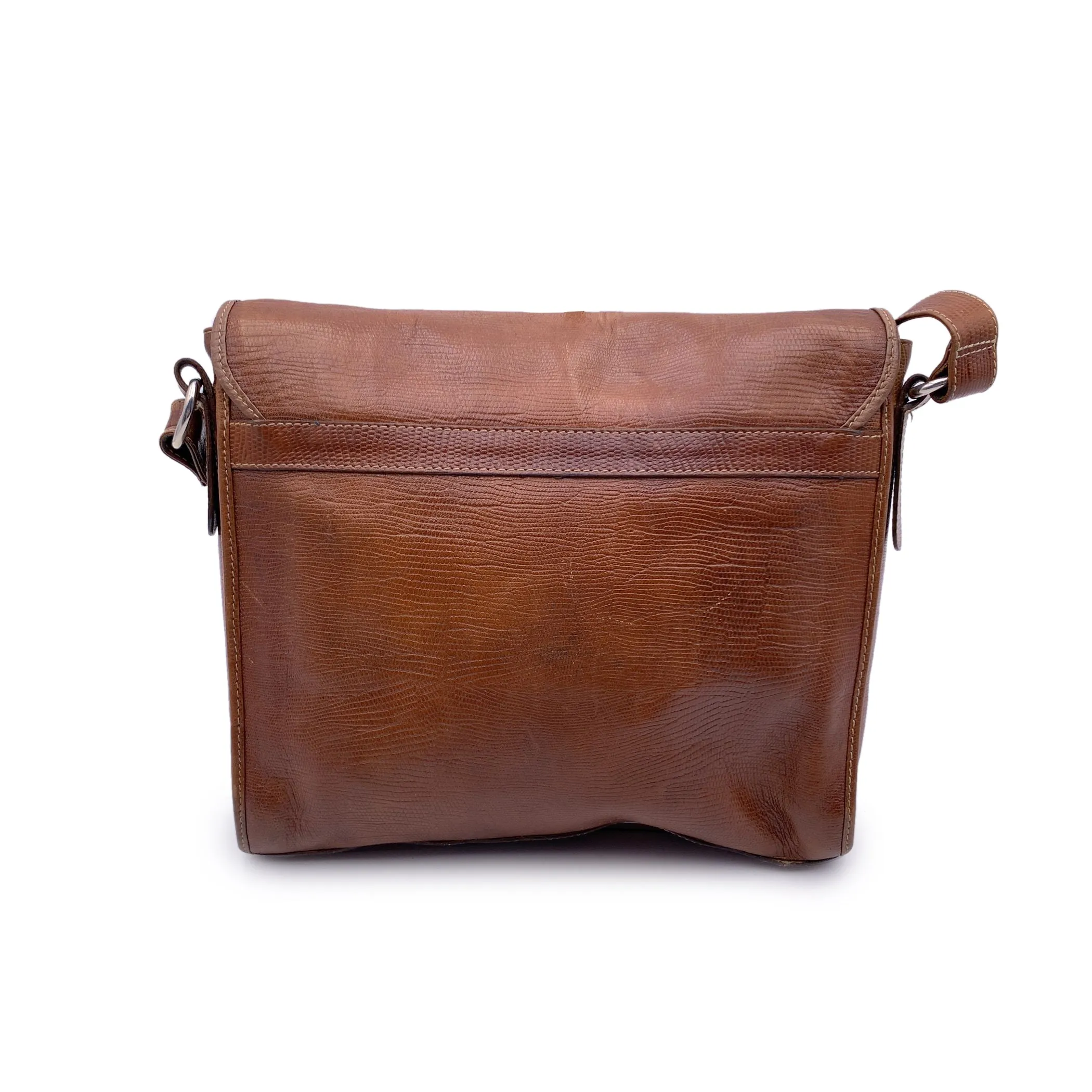 Gianfranco Ferre Vintage Light Brown Leather Flap Messenger Bag