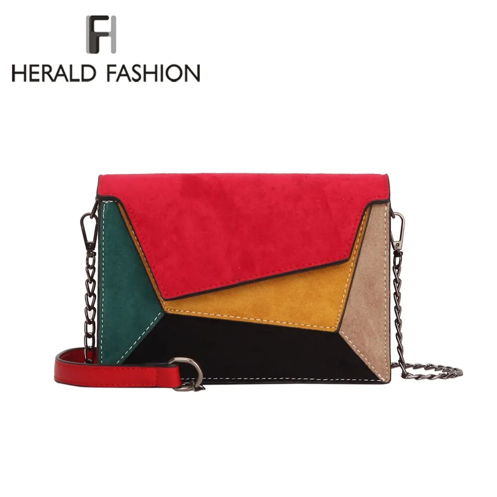 HERALD FASHIION   Trendy Patchwork Suede Leather Handbag