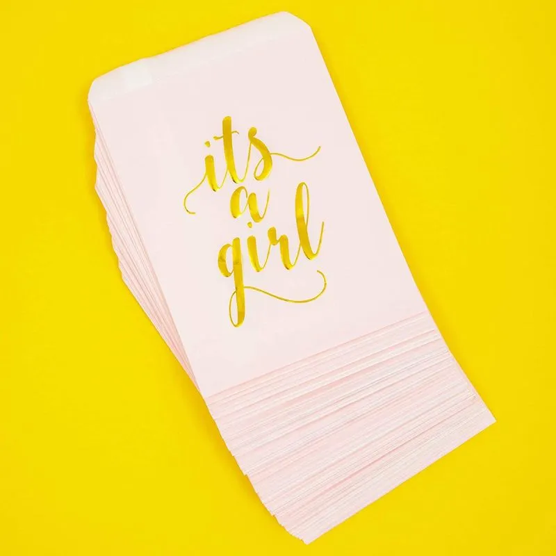 It's a Girl Baby Shower Goodie Bags (5 x 7.5 in,100 Pack)