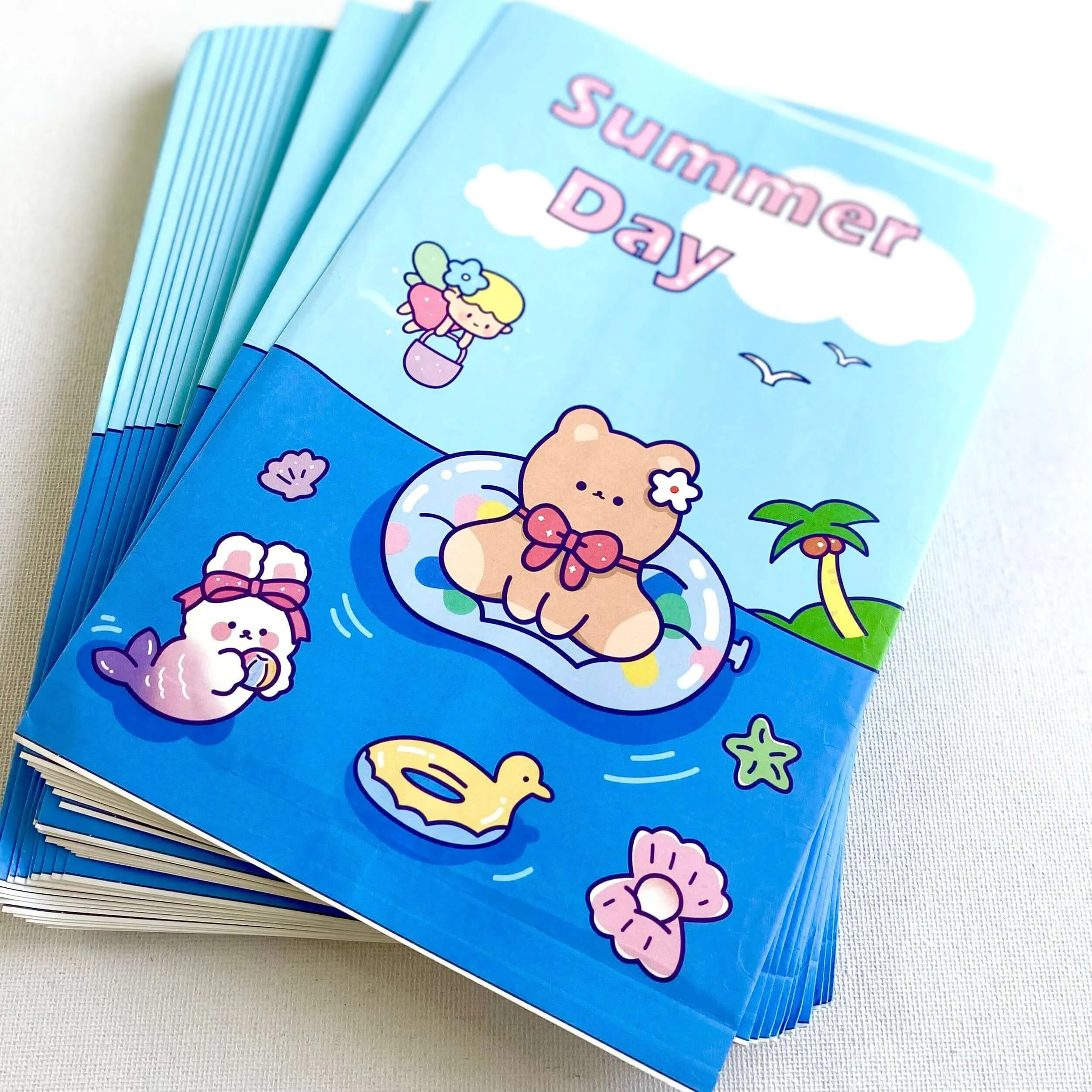 Kawaii party bags Blue Pool Party -  8 pack