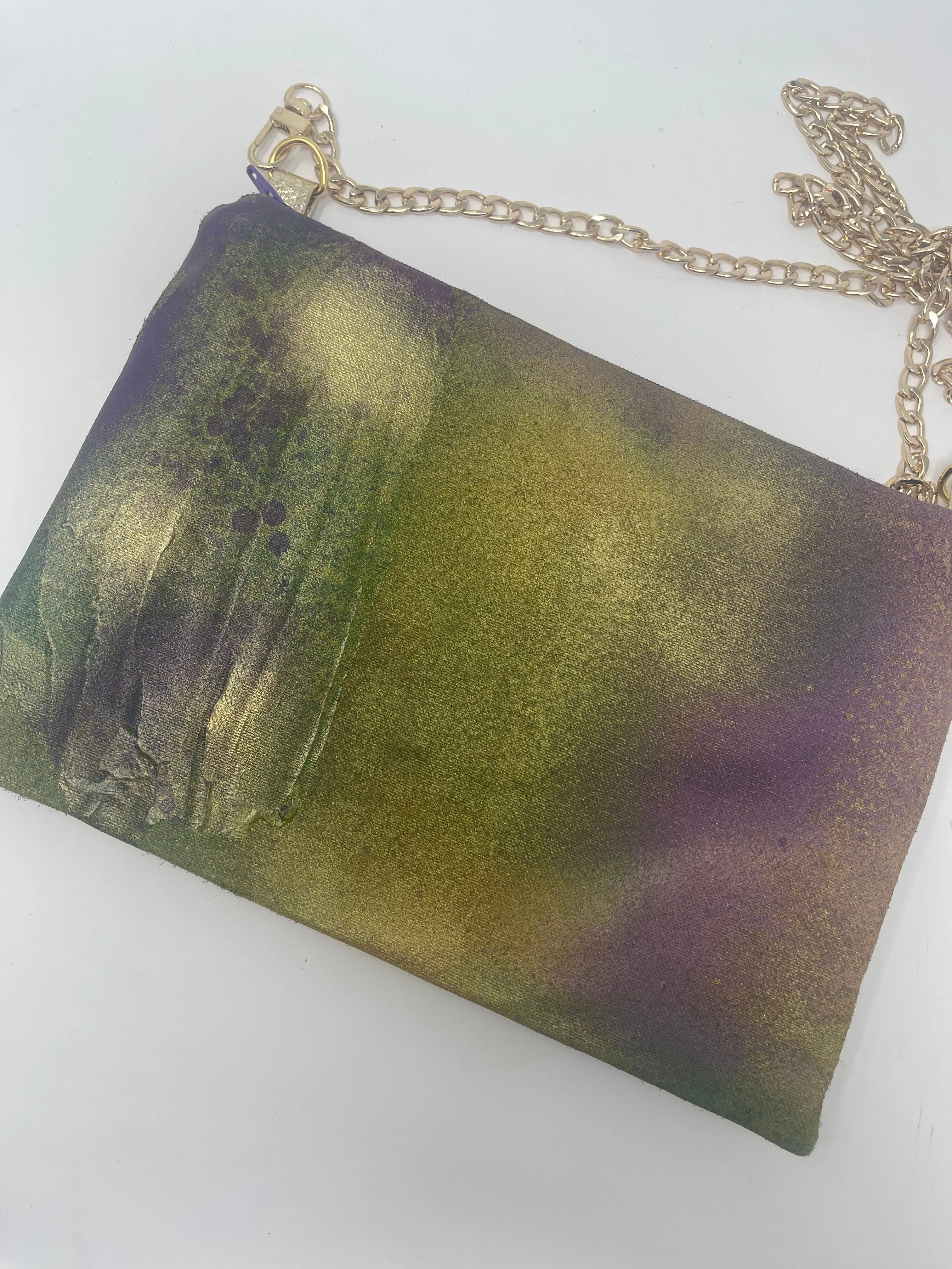 Kayla Clutch- Mardi Gras hand painted crossbody