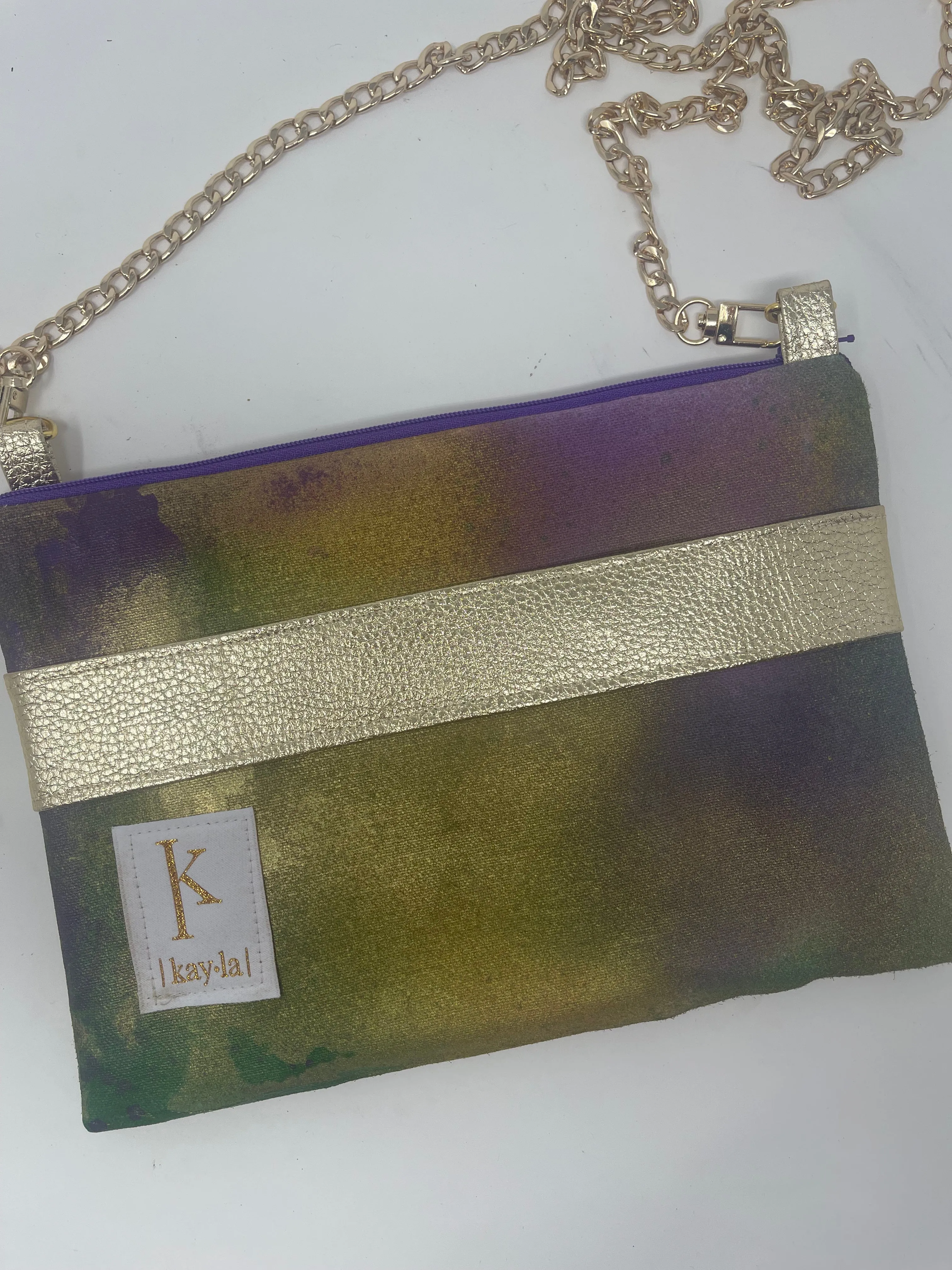 Kayla Clutch- Mardi Gras hand painted crossbody