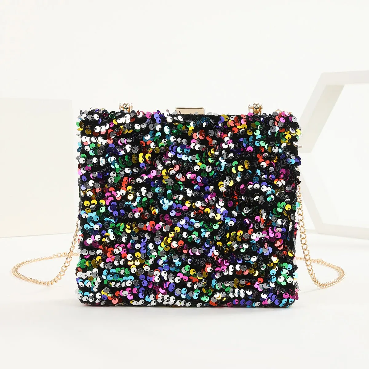 Luxy Moon Women Square Sequined Evening Clutch Bag