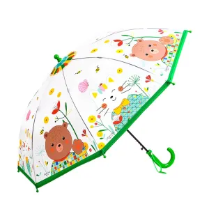 Mr.Bowtie Bunny Transparent Style Green Umbrella for Kids