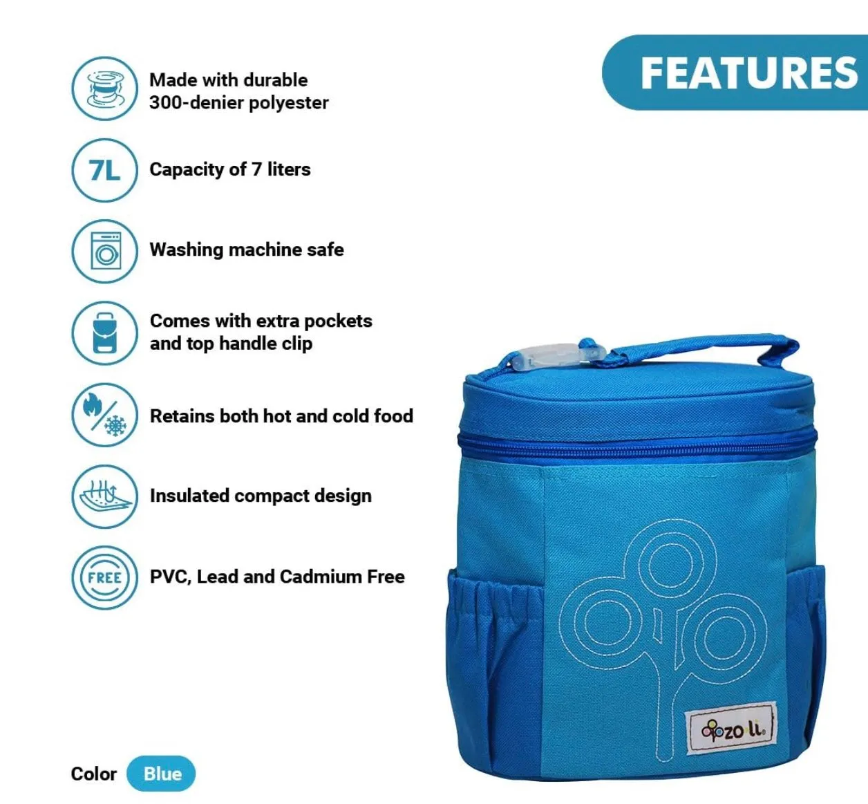 Nom Nom Insulated Lunch Bag- Blue