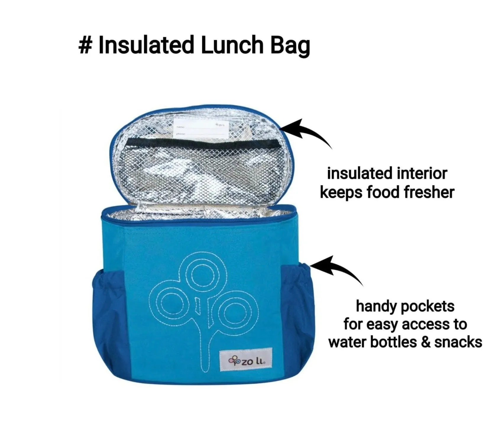 Nom Nom Insulated Lunch Bag- Blue