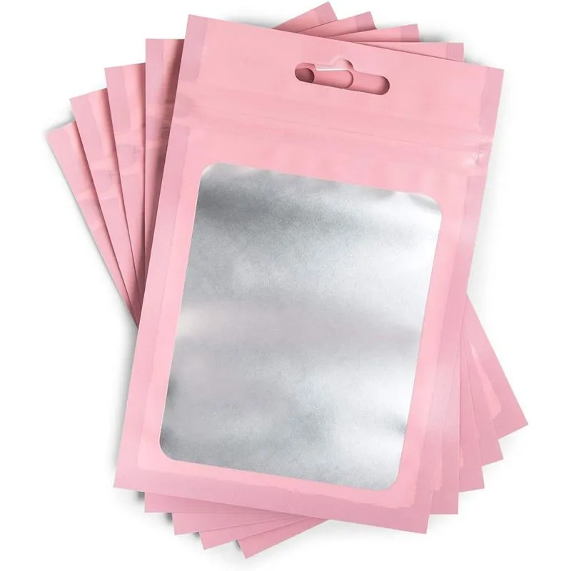 Pink Resealable Plastic Bags, Clear Storage Bag (4 x 6 in, 120 Pack)