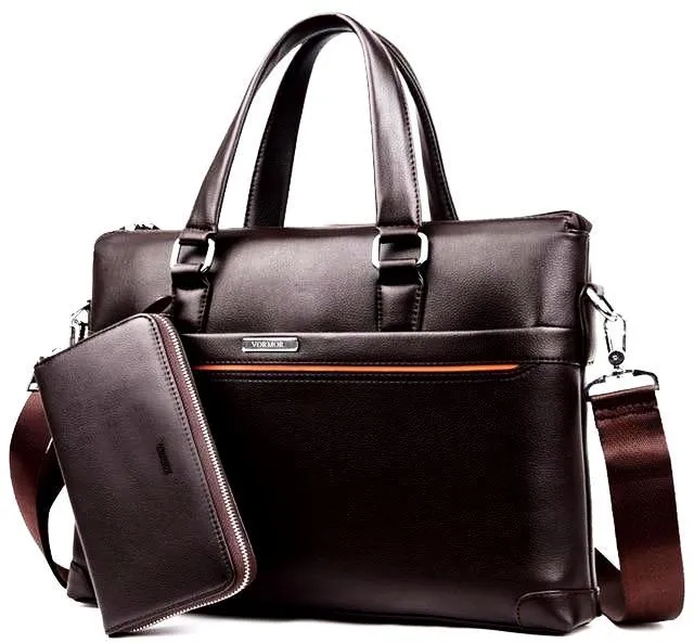 Premium Leather Modern Briefcase & Wallet - 2 Colors