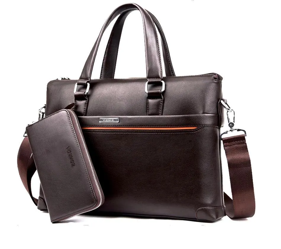 Premium Leather Modern Briefcase & Wallet - 2 Colors