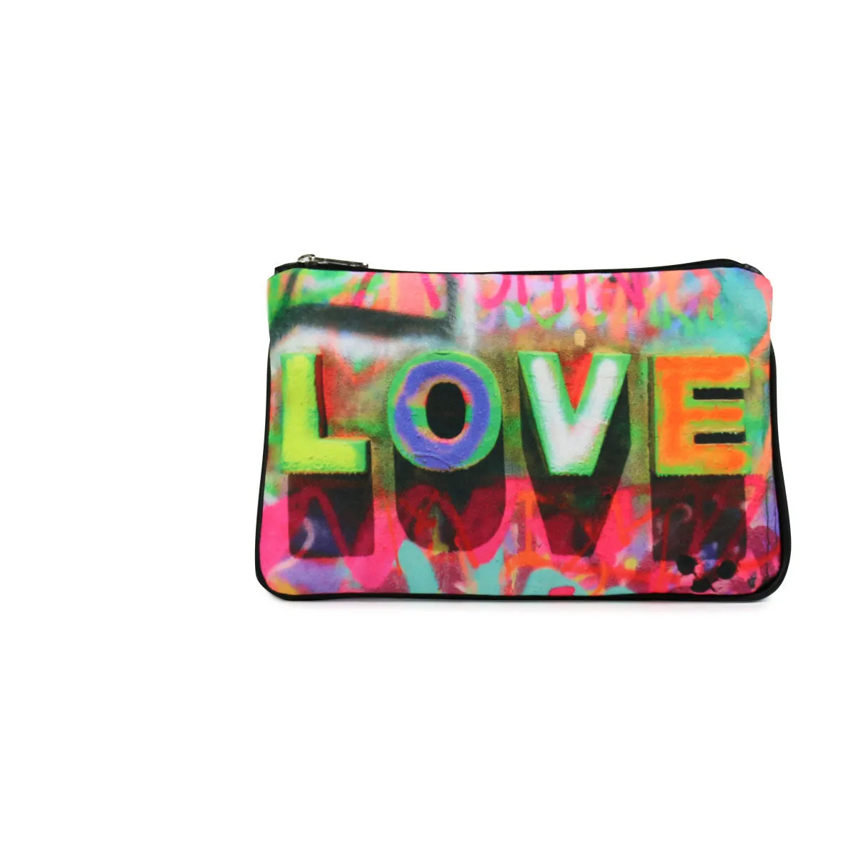 "LOVE Graffiti" Eco Canvas Vegan Clutch/Crossbody Bag (Multicolored )