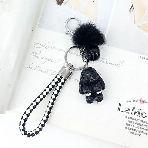 Rabbit Keychain Fluffy Fur Ball Key Chains for Women Bags Pendant Decoration Pom Poms Keyring Fashion Kids Easter Gifts