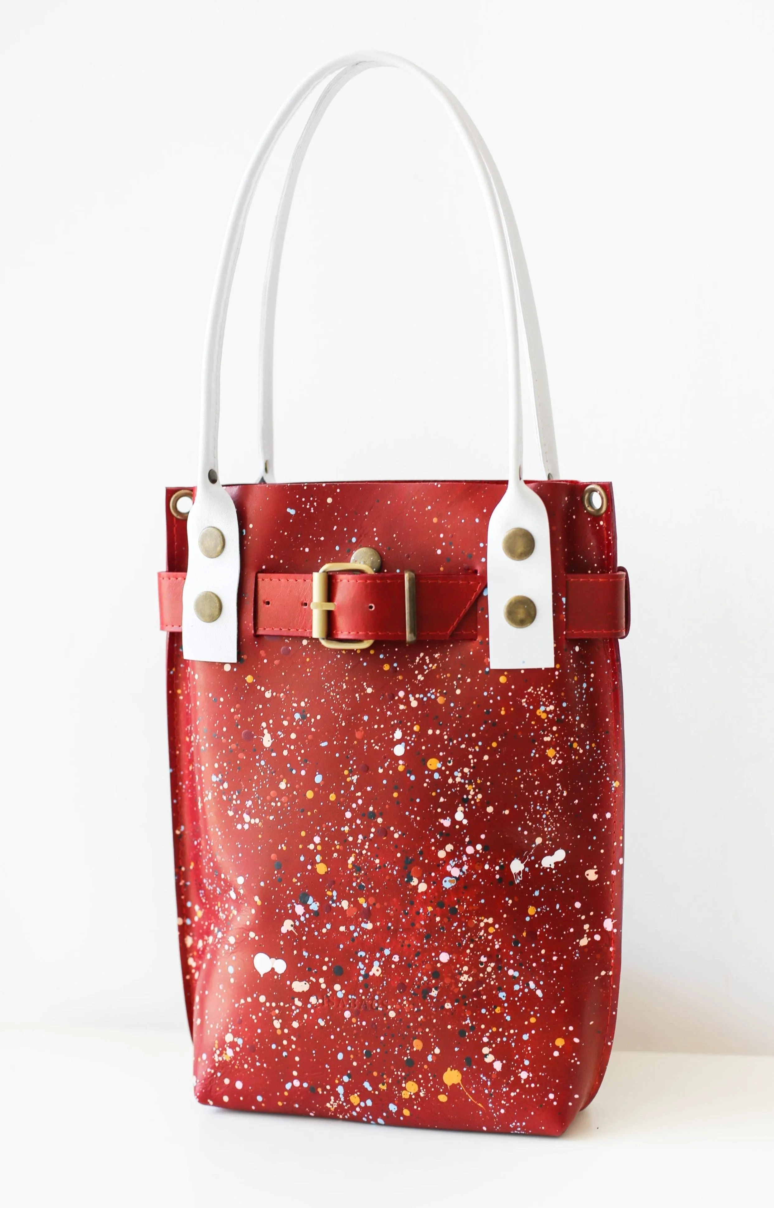 Red Painted Leather Handbag