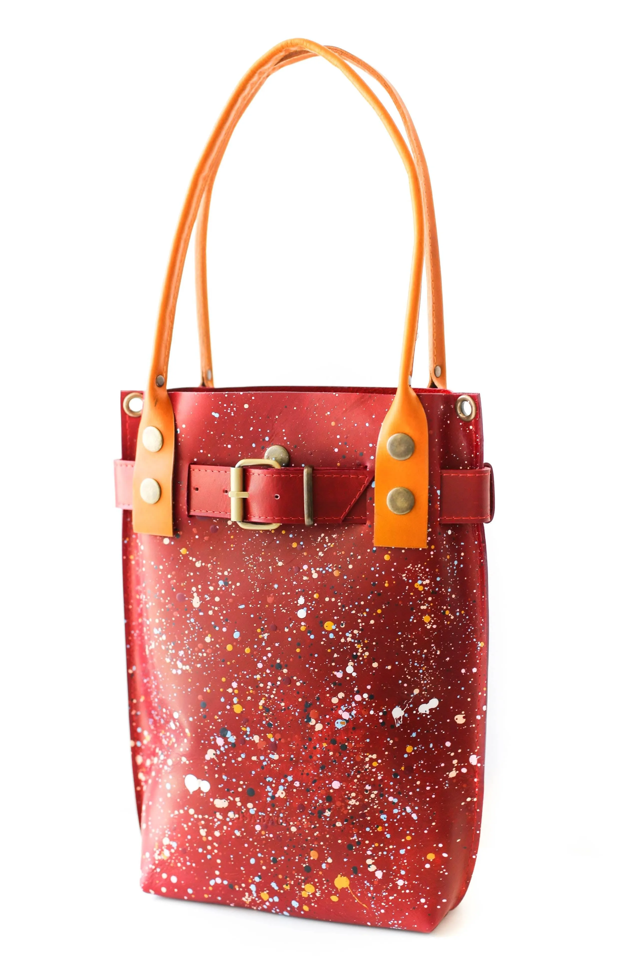 Red Painted Leather Handbag