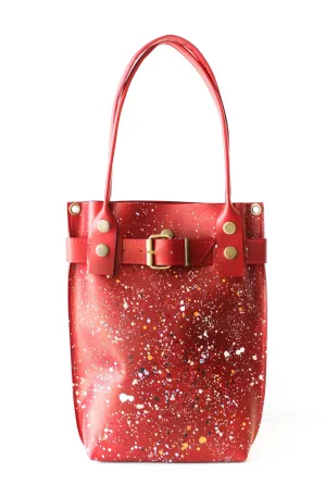 Red Painted Leather Handbag