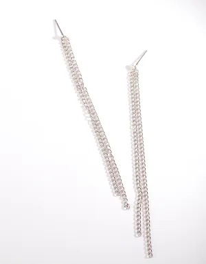 Rhodium Chain Diamante Earrings