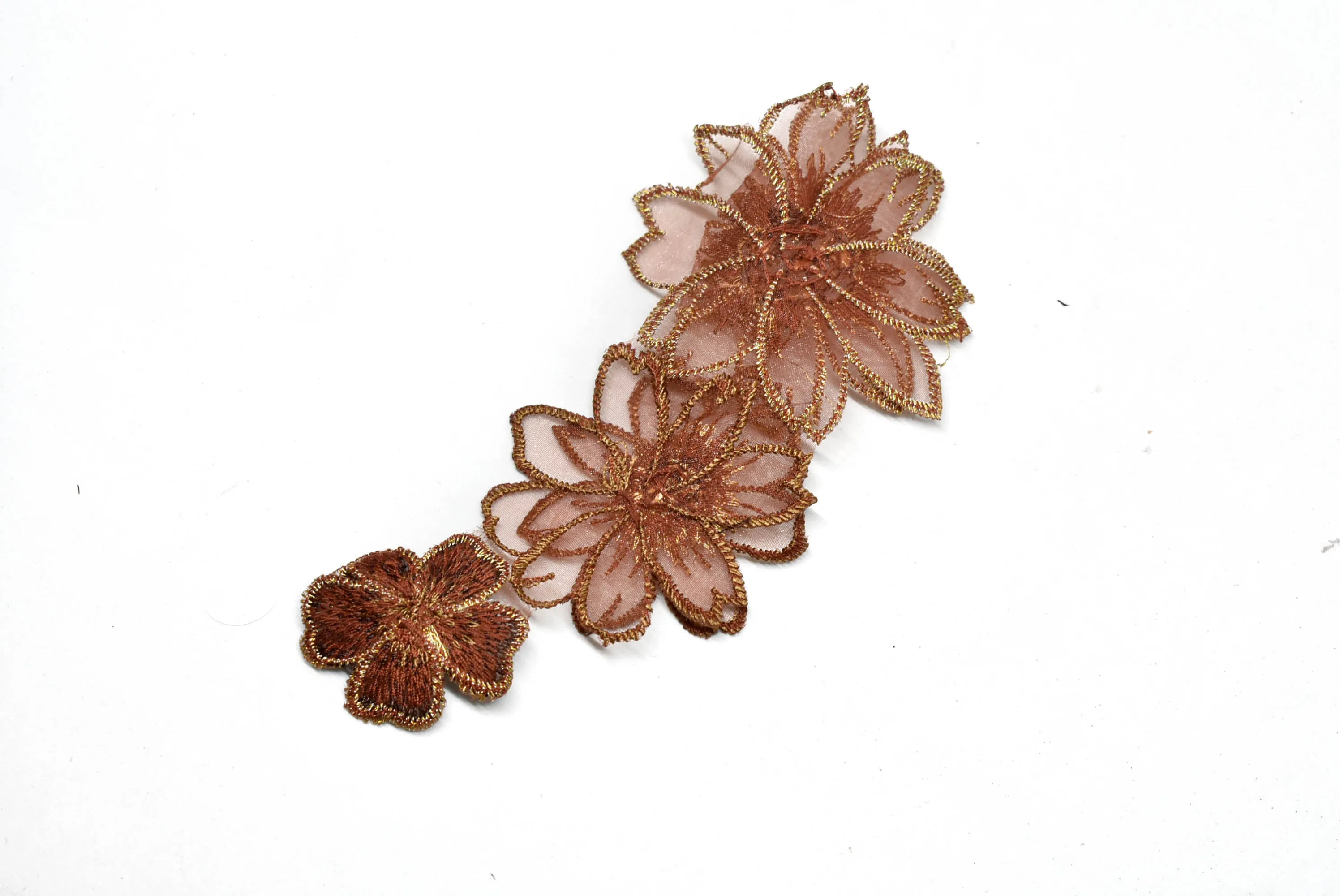 Rose Gold Embroidered Flower Applique | Embroidered Flower Applique | Embroidered Lace Applique | Floral Lace Applique