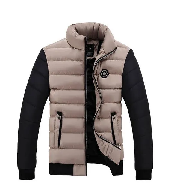 Slim Fit Stand Collar Cotton-Padded Men Coats