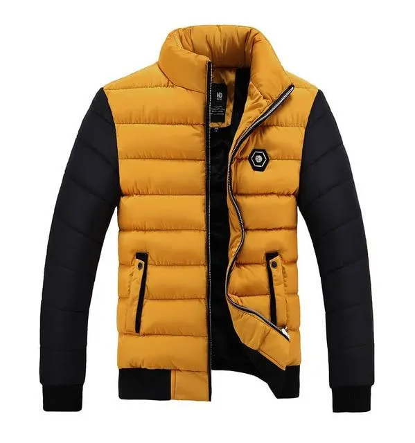 Slim Fit Stand Collar Cotton-Padded Men Coats