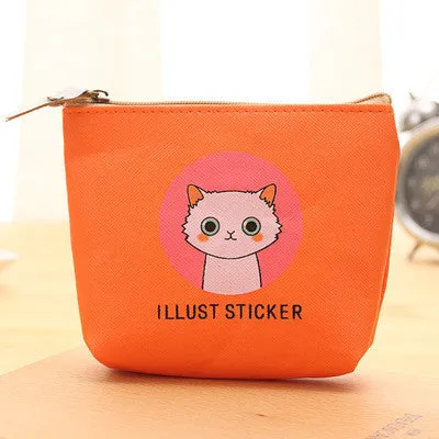 The New Cartoon Cat Waterproof PU Cute Wallet bag Pouch Kids Girl Women Mini Money Bag coin purse Zipper Change Purses Gift