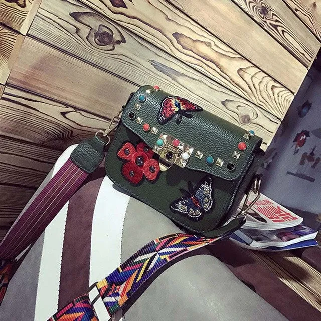 TTOU NEW Arrival Floral Designer Women Shoulder Bag PU Leather Colorful Strap Messenger Crossbody Luxury Handbags Women Bags