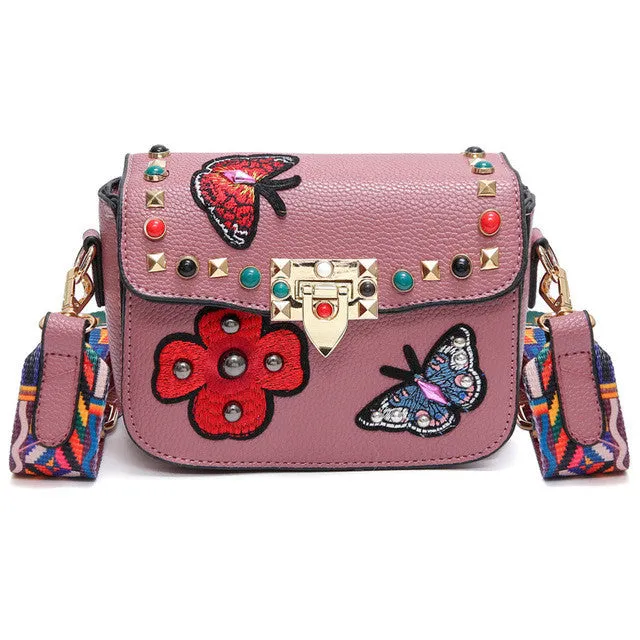 TTOU NEW Arrival Floral Designer Women Shoulder Bag PU Leather Colorful Strap Messenger Crossbody Luxury Handbags Women Bags