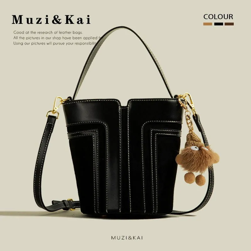 Versatile Style Two Tone Leather Crossbody Handbags