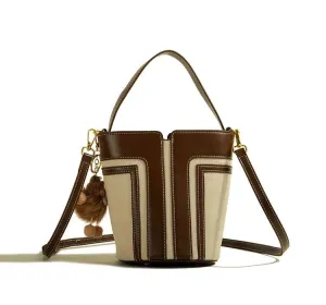 Versatile Style Two Tone Leather Crossbody Handbags