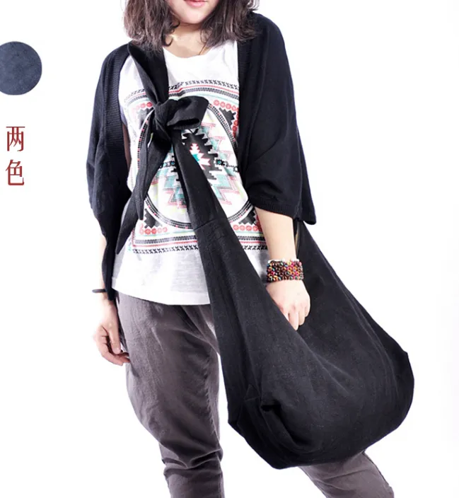 Washed Cotton linen Casual Shoulder Women Canvas Bag 5687